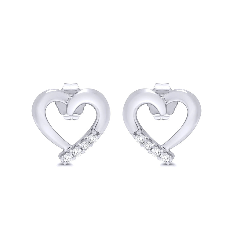 9ct white Gold Diamond Heart Stud earrings 0.05ct