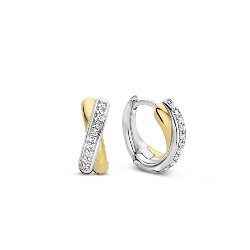 Ti Sento Two Tone Cross over hoop Earrings 7667ZY