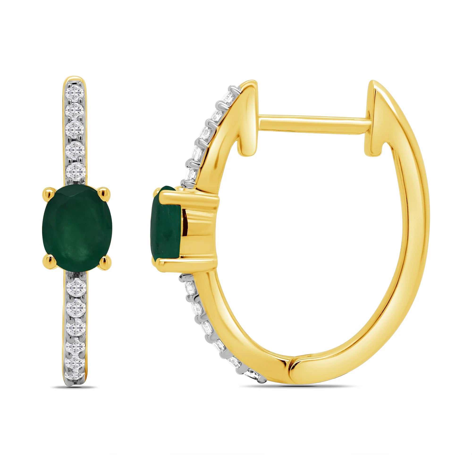9ct Gold Emerald & Diamond Earrings DEE942