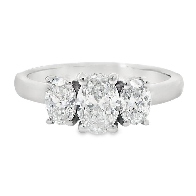 Platinum Desire Oval Cut Trilogy Ring 1.03ct