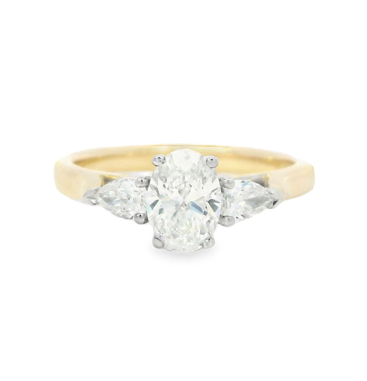 18ct Gold Desire Oval & Pear Trilogy Diamond Ring 0.94ct -