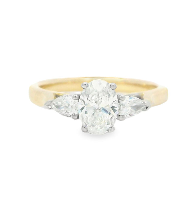 18ct Gold Desire Oval & Pear Trilogy Diamond Ring 0.94ct -