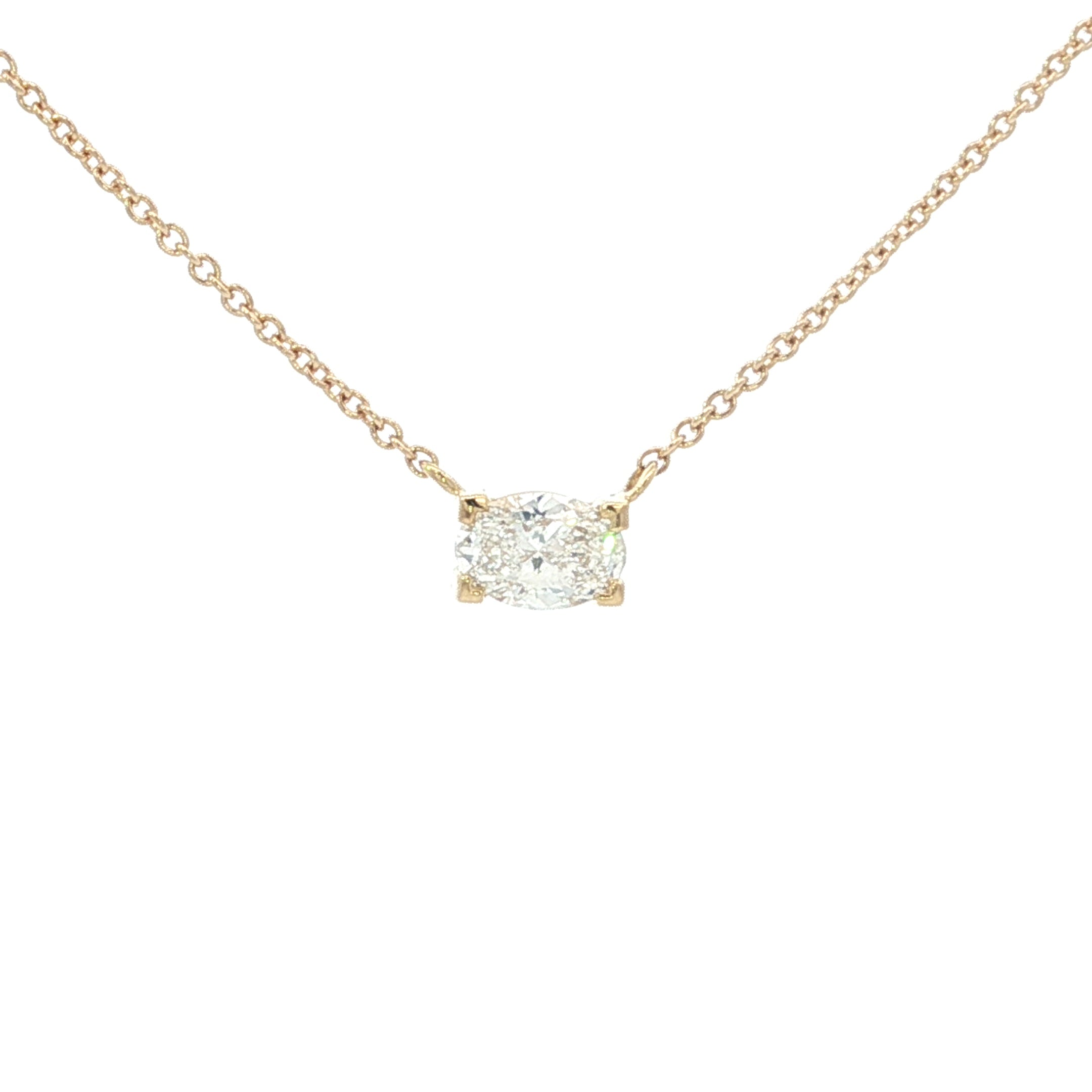 18ct Yellow Gold Oval Cut Lab Grown Diamond Necklace