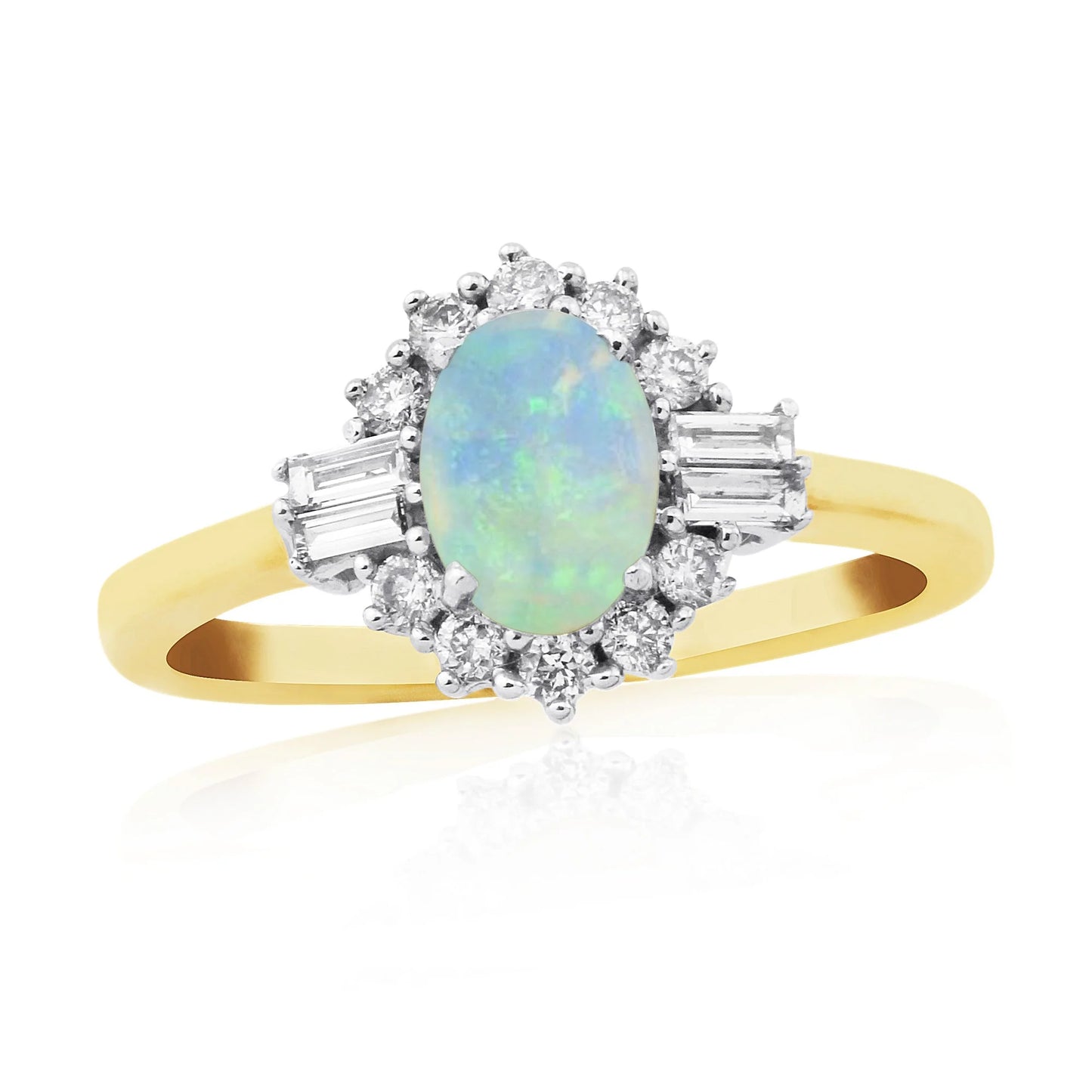 9ct Diamond & Opal Ring 0.33ct