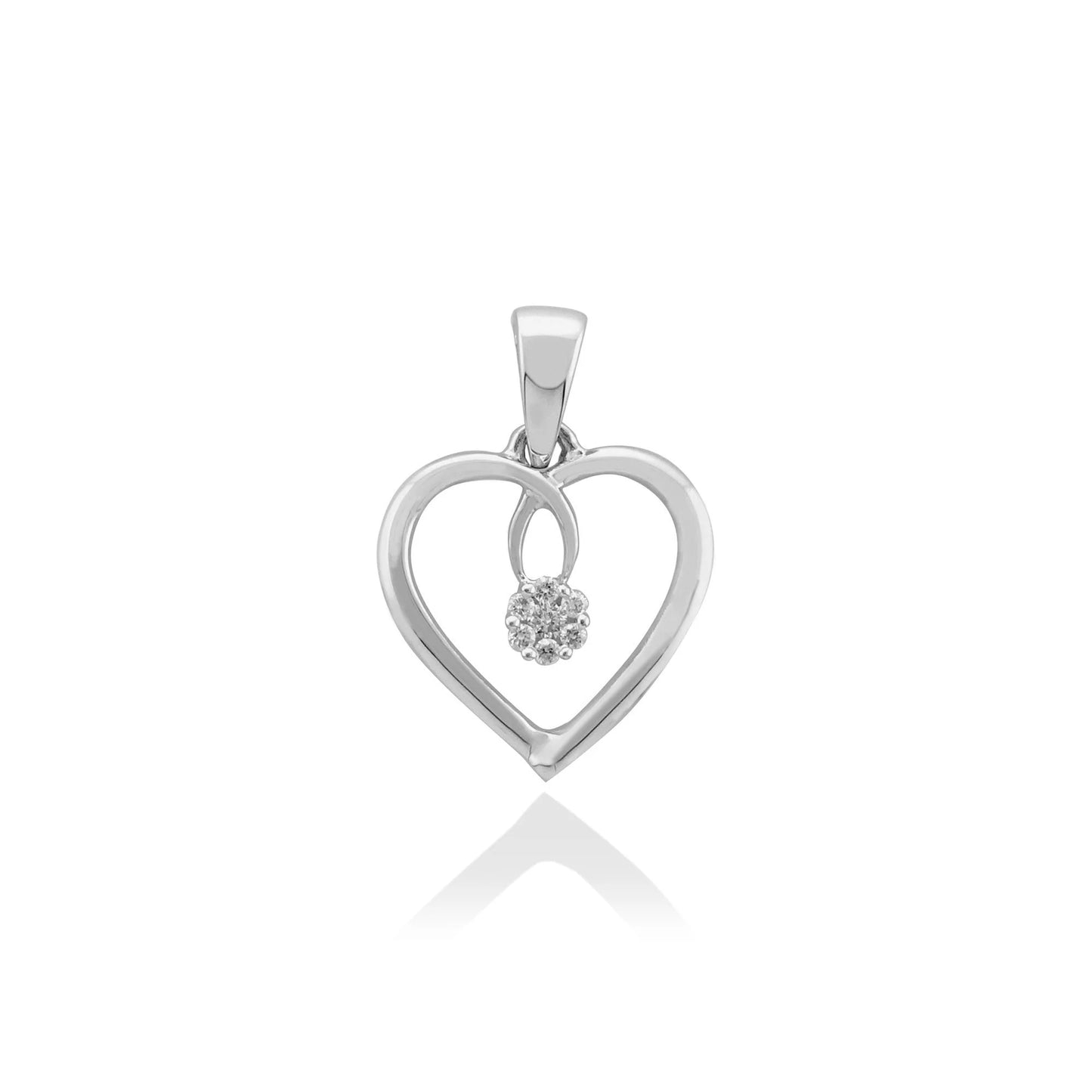 9ct White Gold Heart Diamond Pendant