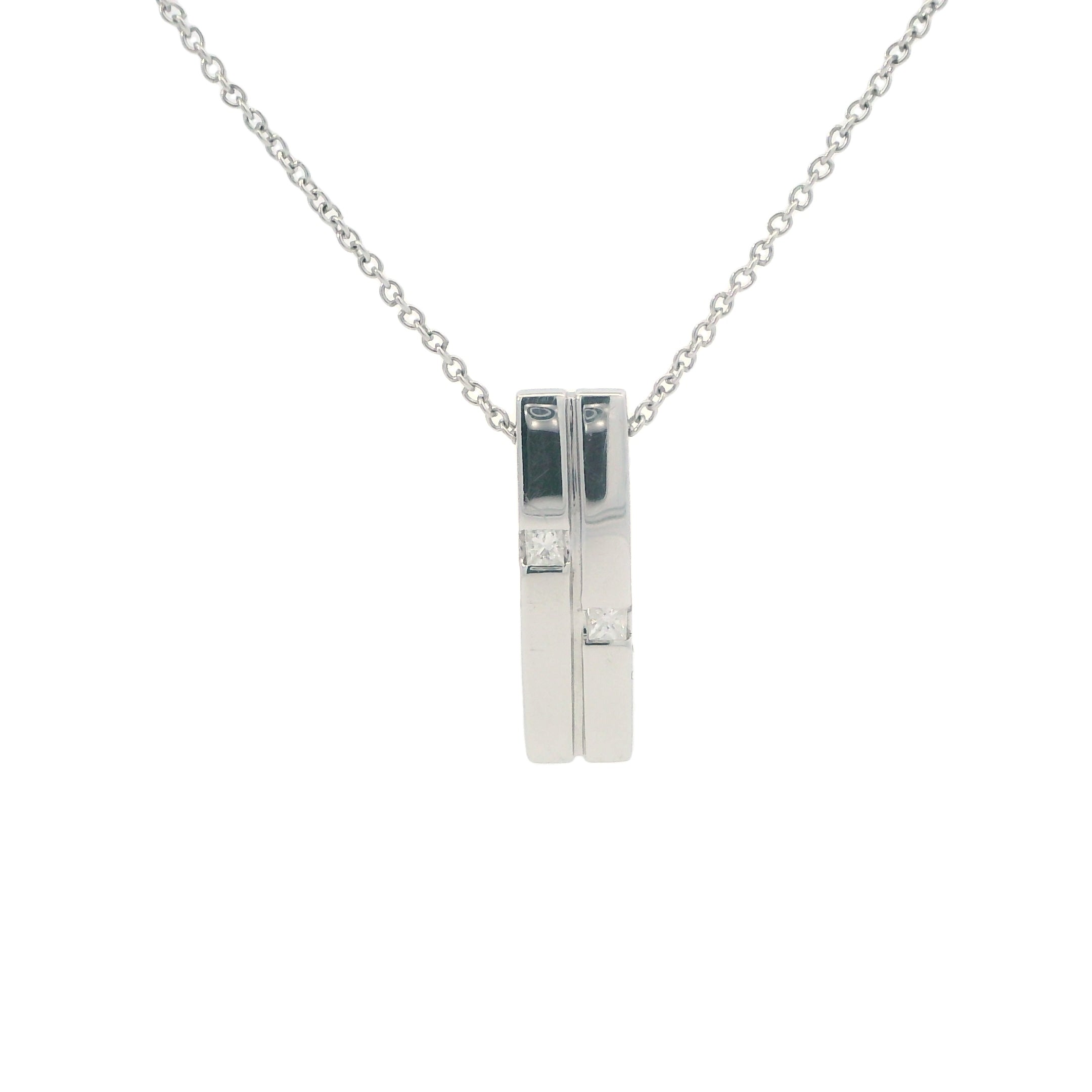 9ct White Gold Diamond Two Bar Pendant