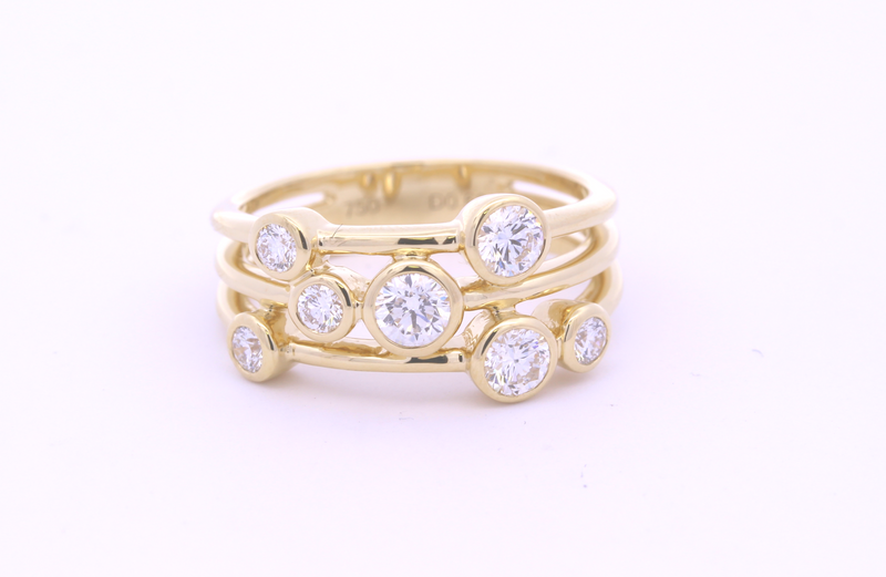 18ct Gold Diamond Bubble Ring 0.68ct