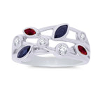 9ct White Gold Ruby, Sapphire & Diamond Ring