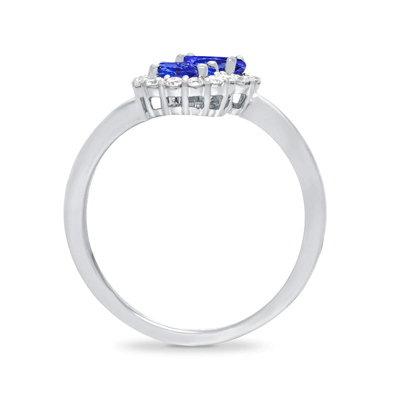 9ct White Gold Tanzanite & Diamond Ring