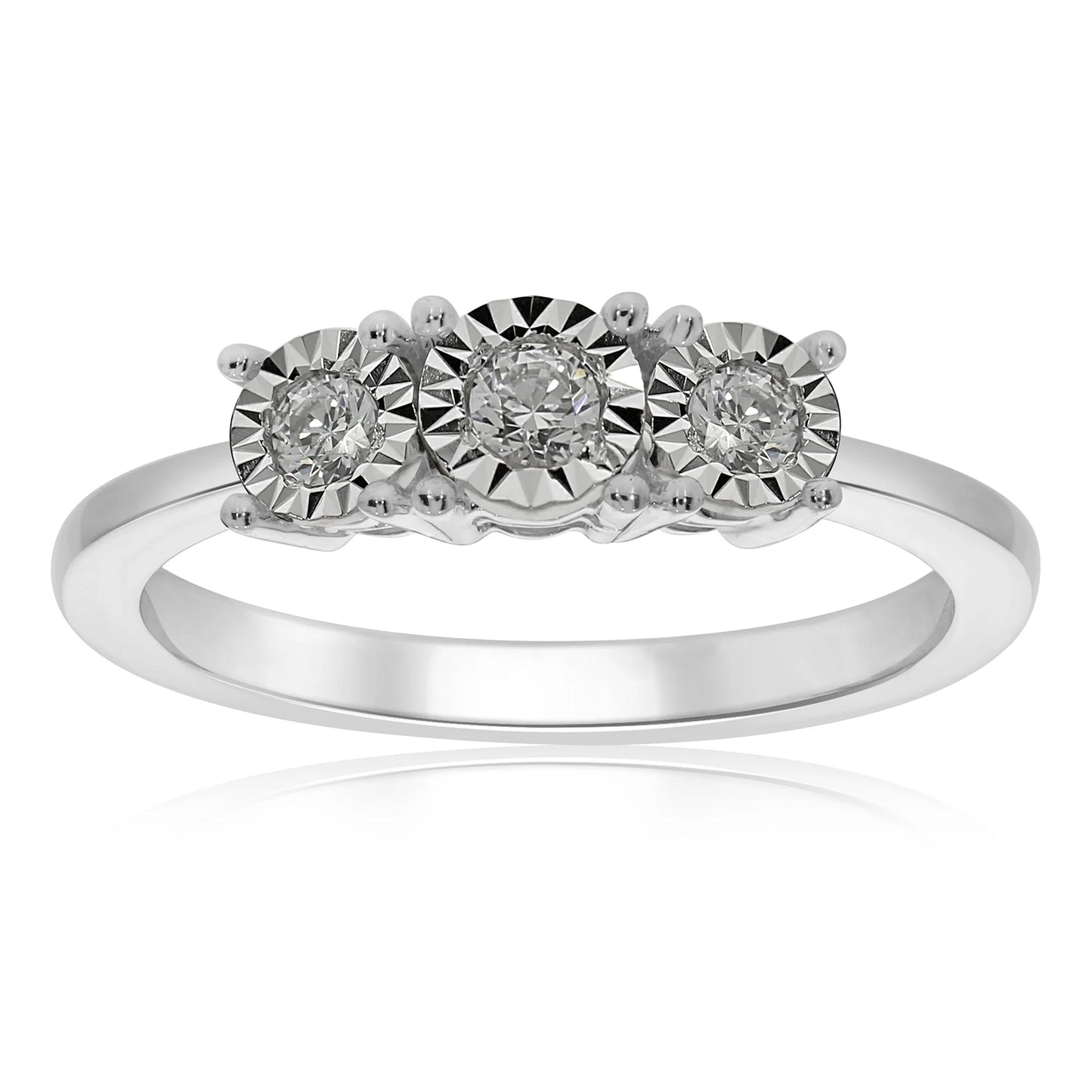 9ct White Gold Trilogy Diamond Ring 0.25ct