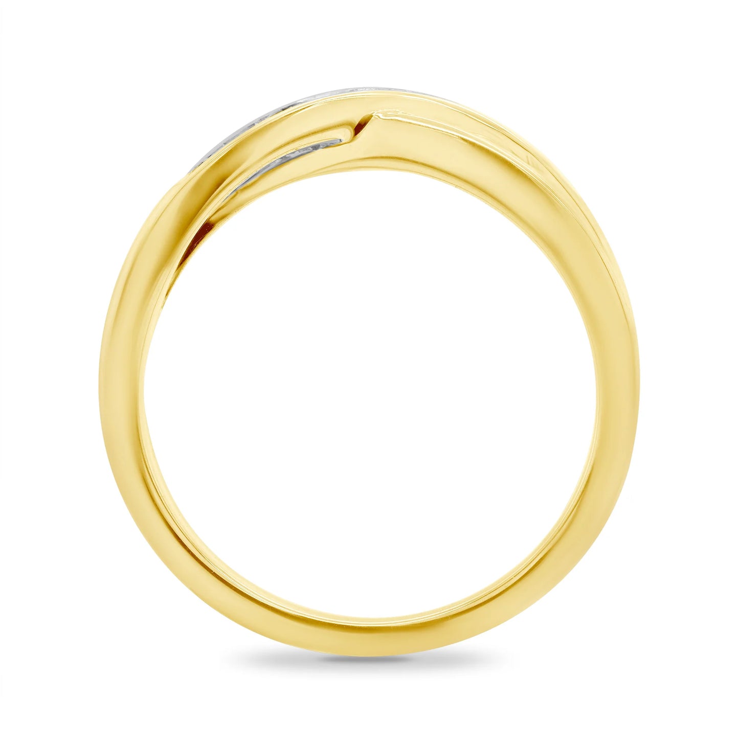 9ct Gold Channel Set Diamond Crossover Ring