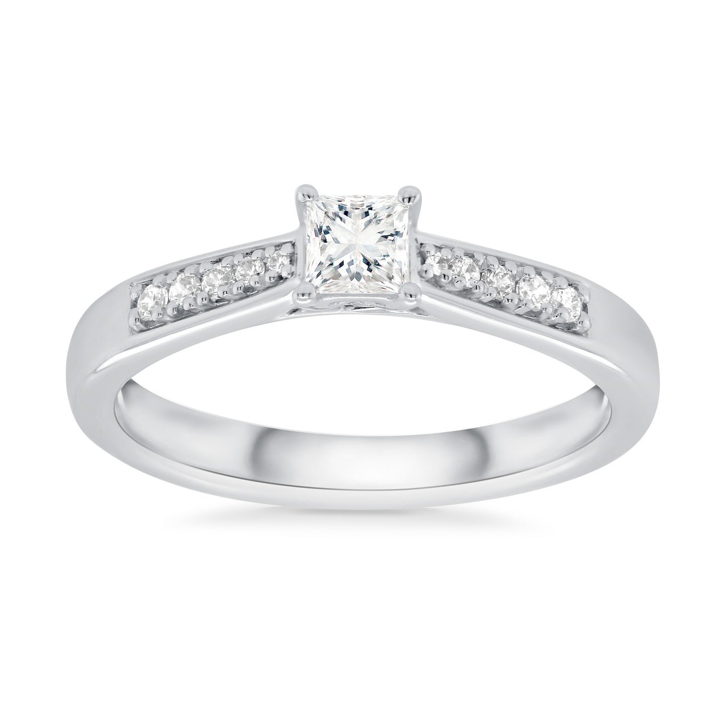 9ct White Gold Princess Cut Diamond Solitaire 0.33ct