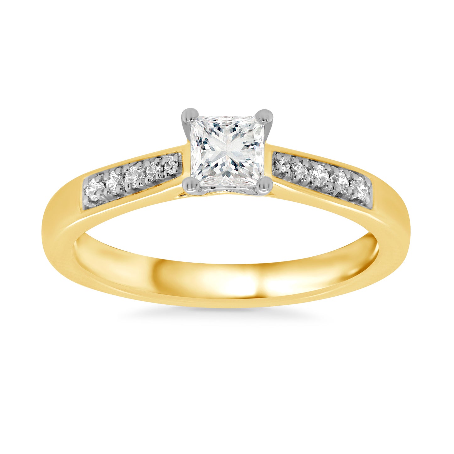 9ct Gold Princess Cut Diamond Solitaire 0.41ct