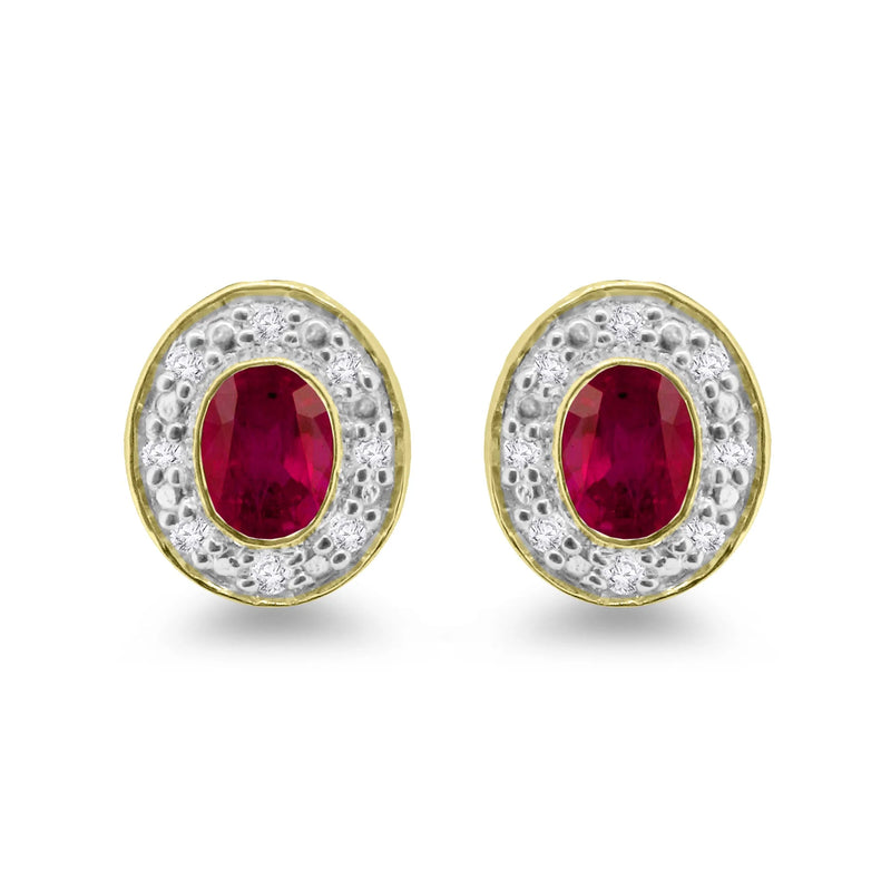 9ct Gold Ruby & Diamond Earrings