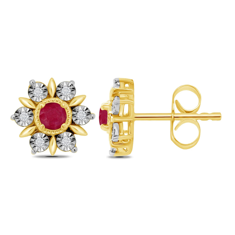 9ct Ruby and Diamond Earrings