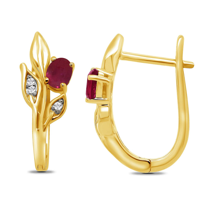 9ct Gold Ruby & Diamond Earrings DRE965