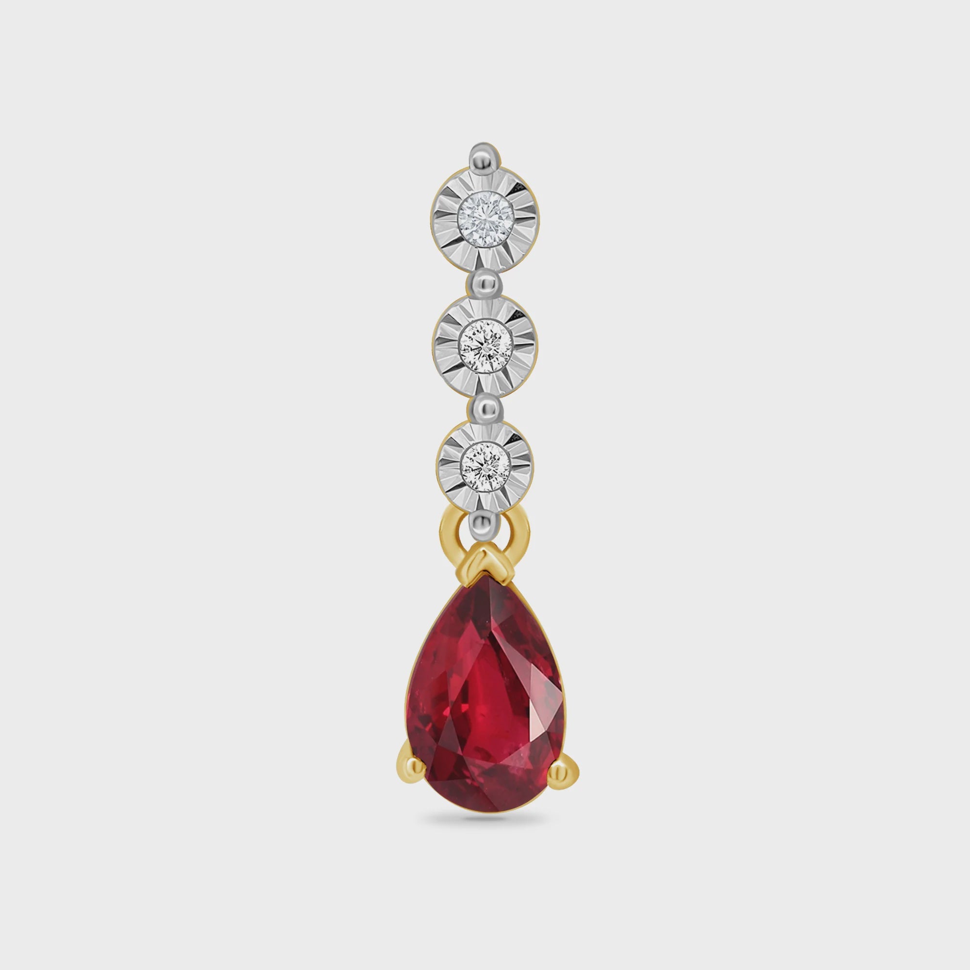 9ct Gold Ruby & Diamond Drop Pendant