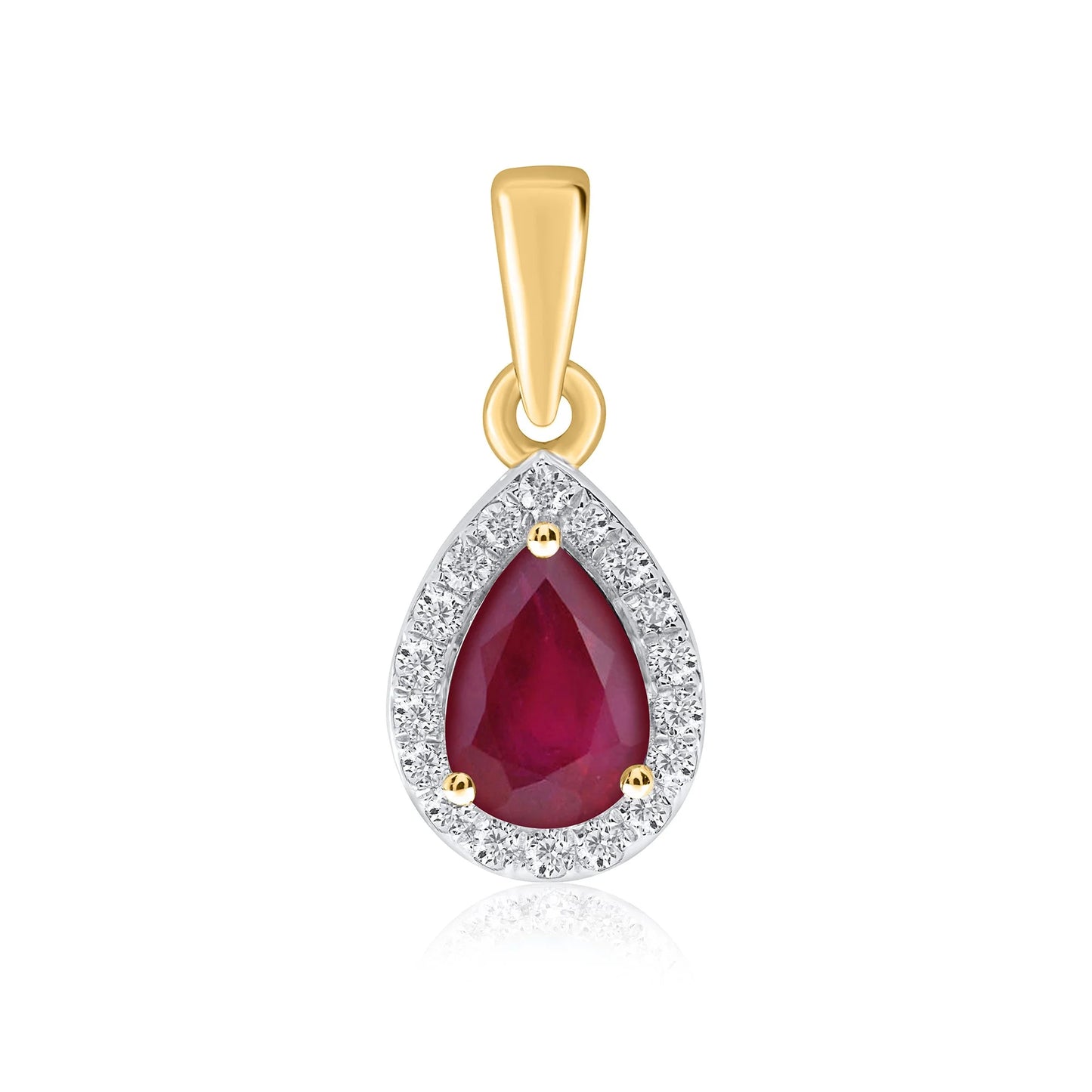 9ct Gold Diamond & Ruby Pendant 0.08ct