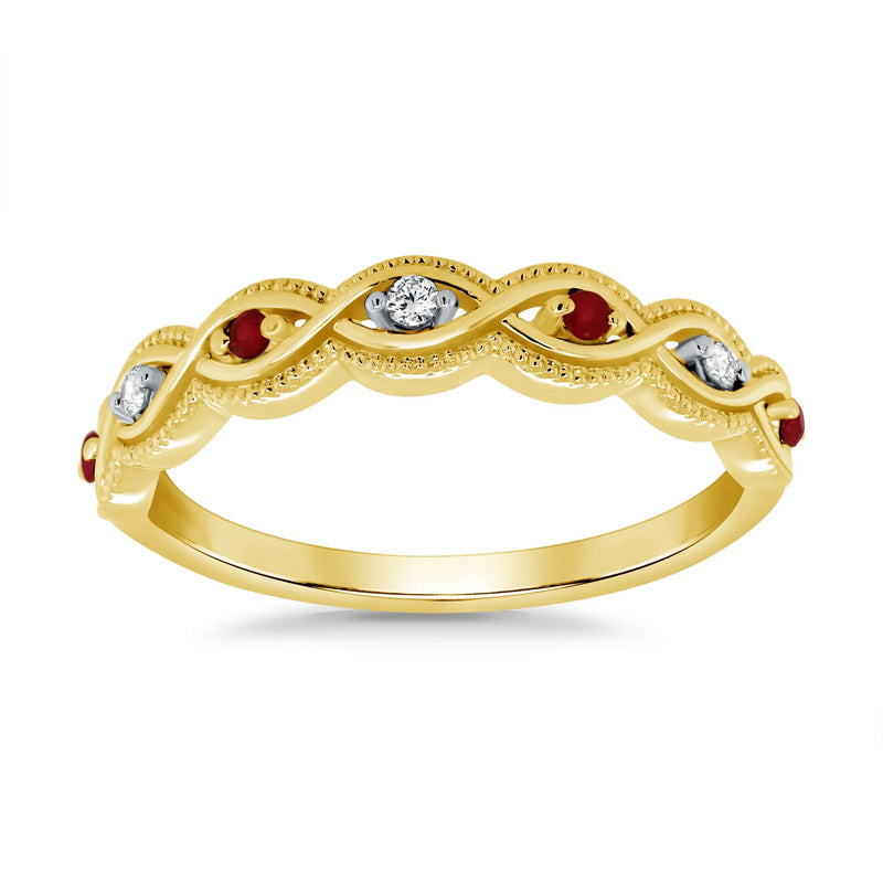 9ct gold Diamond & Ruby Half Eternity Ring 0.04ct DRR1765