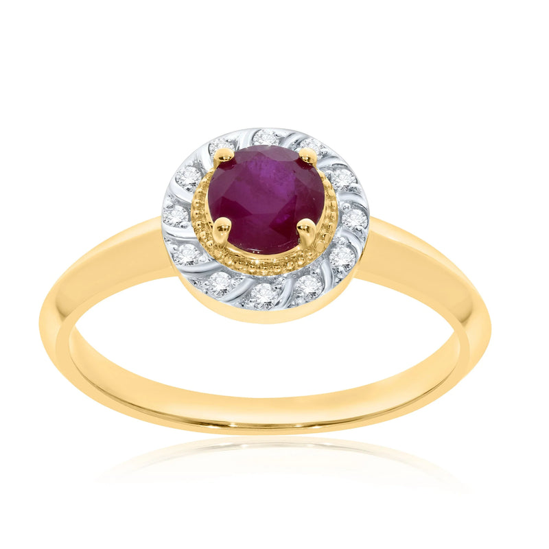 9ct Ruby Diamond Cluster Ring
