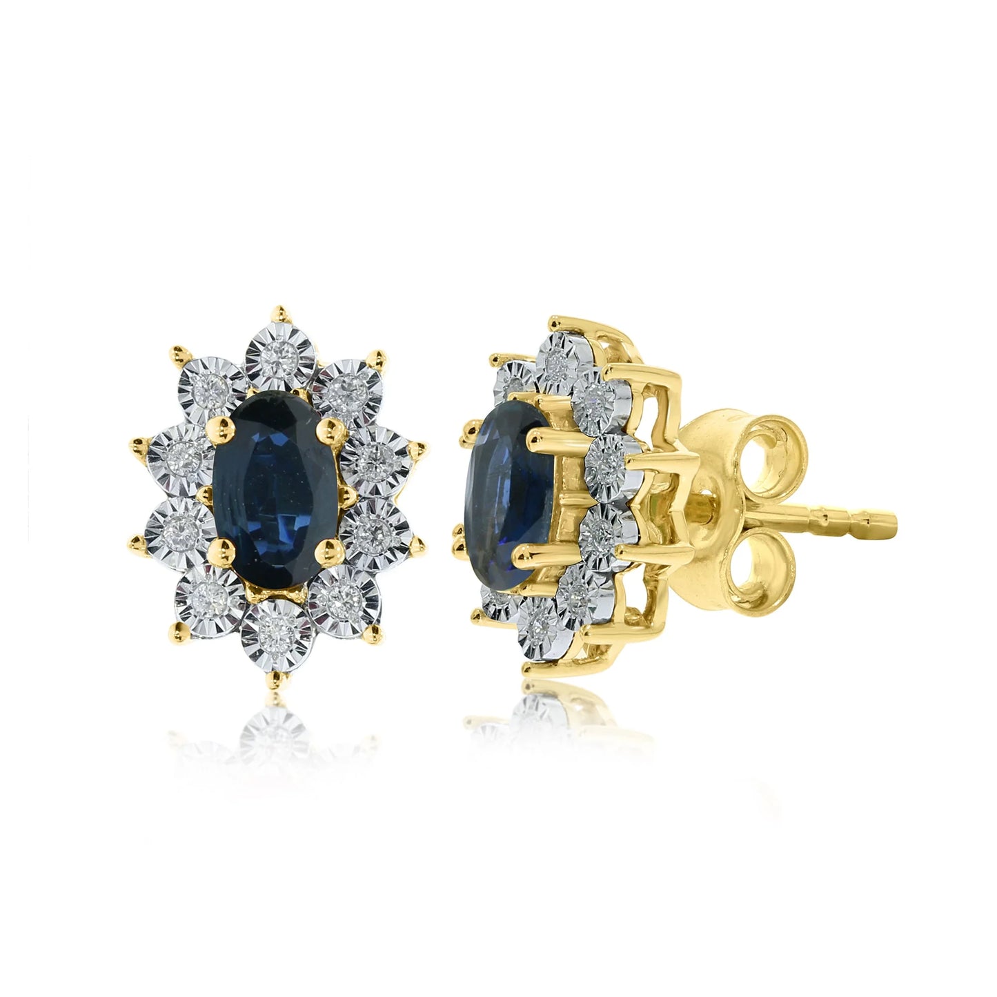 9ct Gold Sapphire & Diamond Earrings