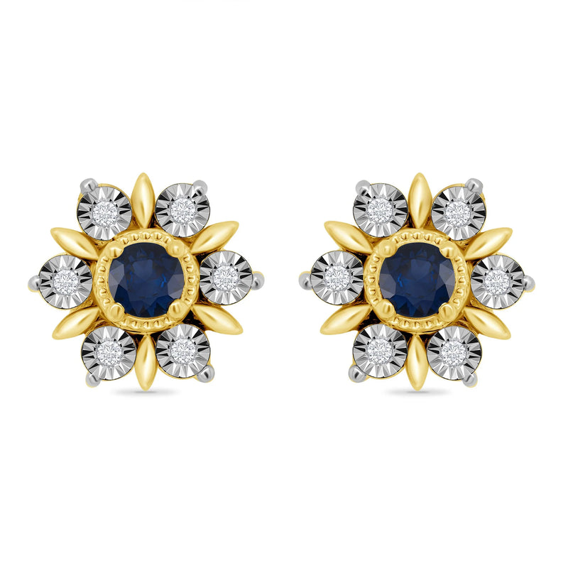 9ct Gold Sapphire and Diamond Earrings