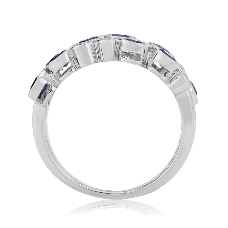 9ct White Gold Sapphire & Diamond Ring