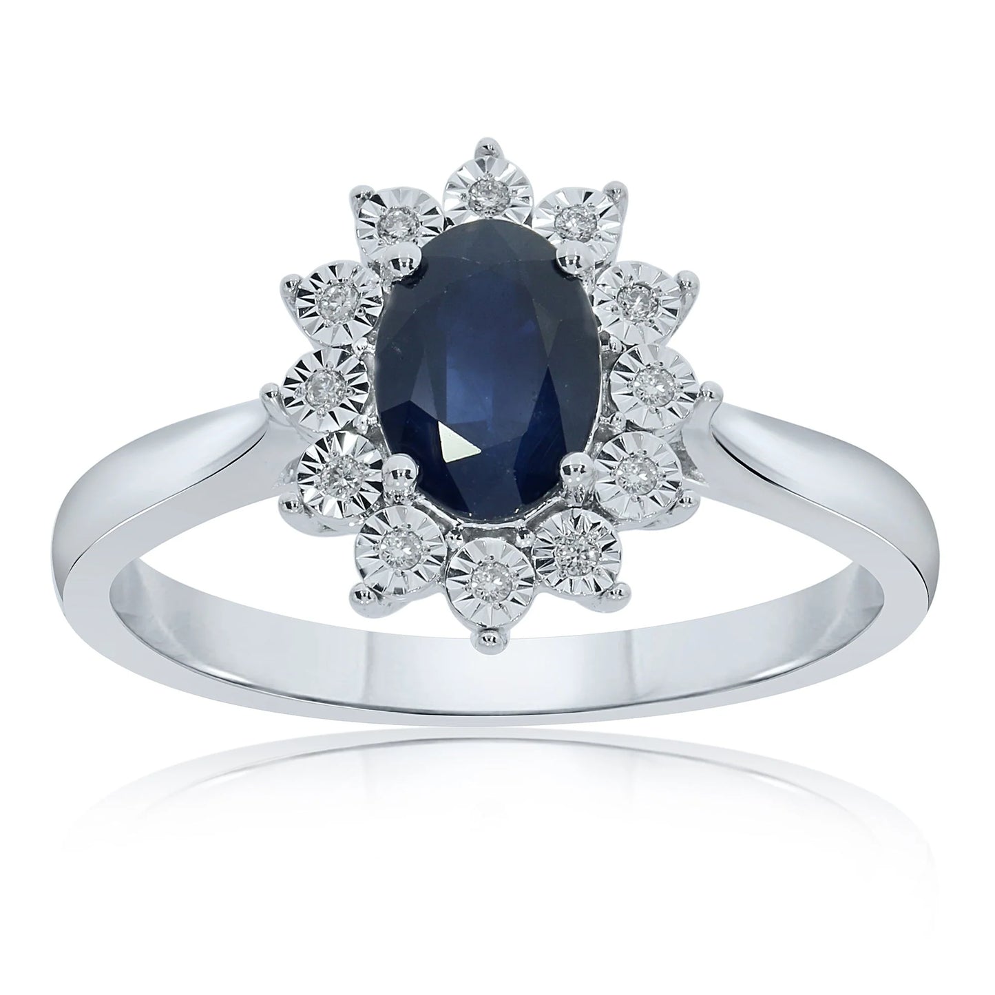 9ct White Gold Sapphire & Diamond Ring