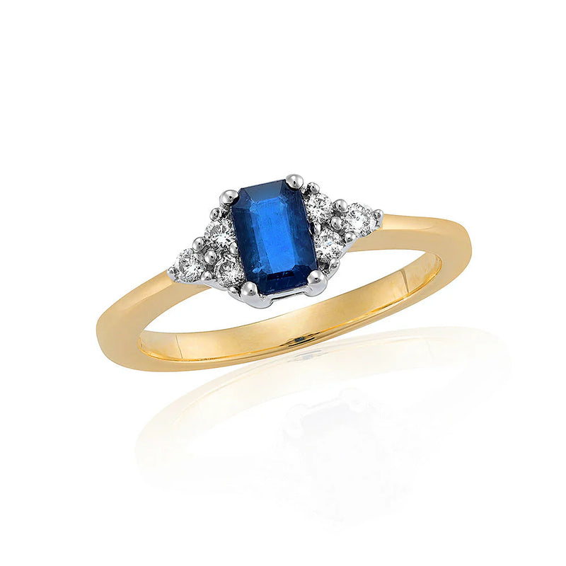 9ct Yellow Gold Sapphire & Diamond Ring