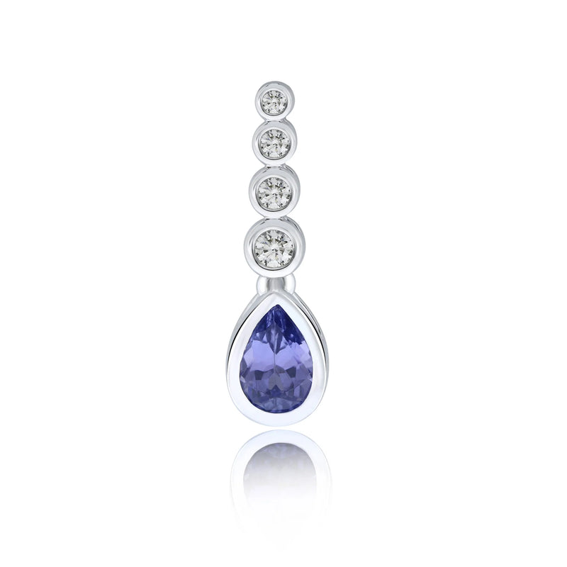 9ct White Gold Diamond & Tanzanite Pendant 0.09ct