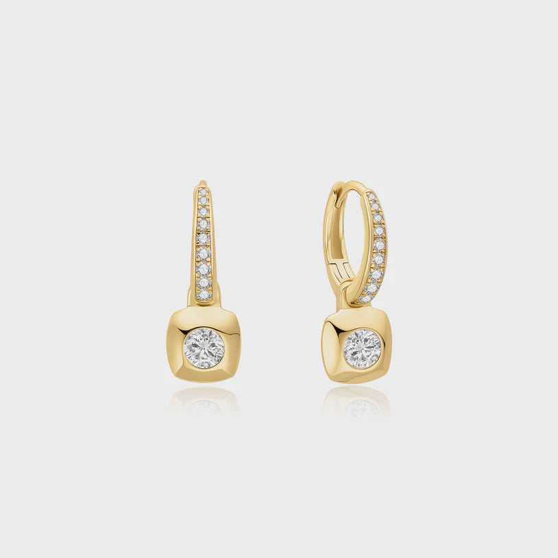 Ania Haie Gold plated Modern Bezel-Set Huggie Hoop Earrings E072-02G