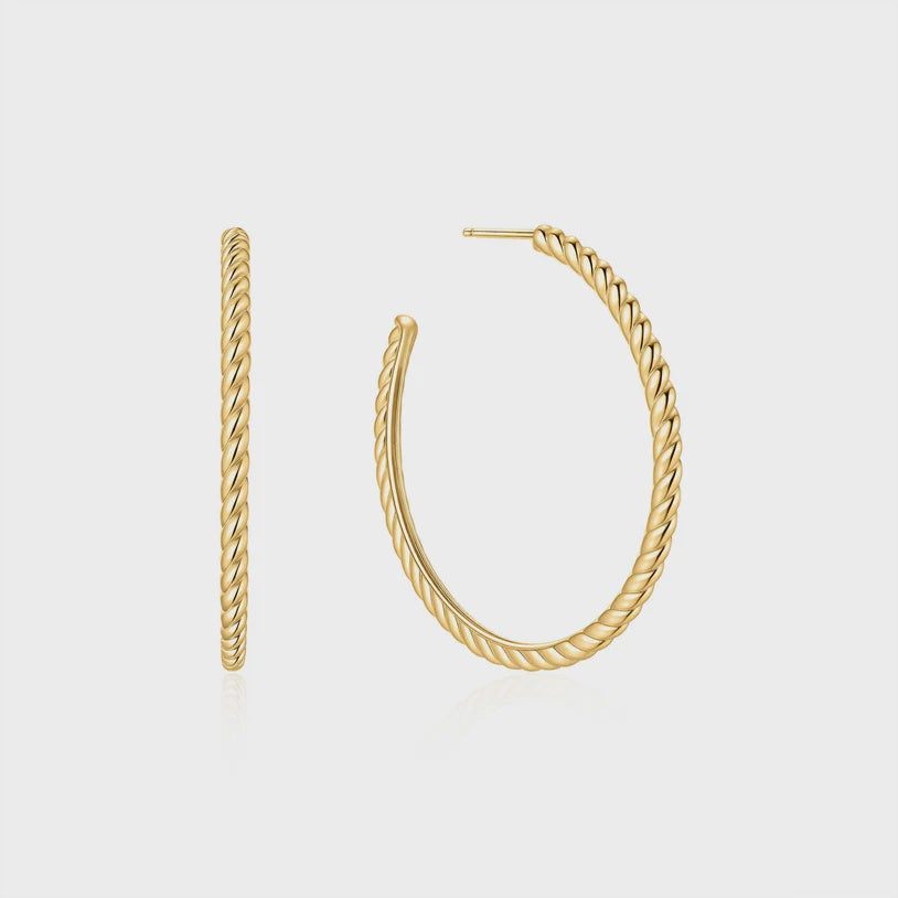 Ania Haie Gold plated Twisted Oversized Hoop Earrings E072-10G