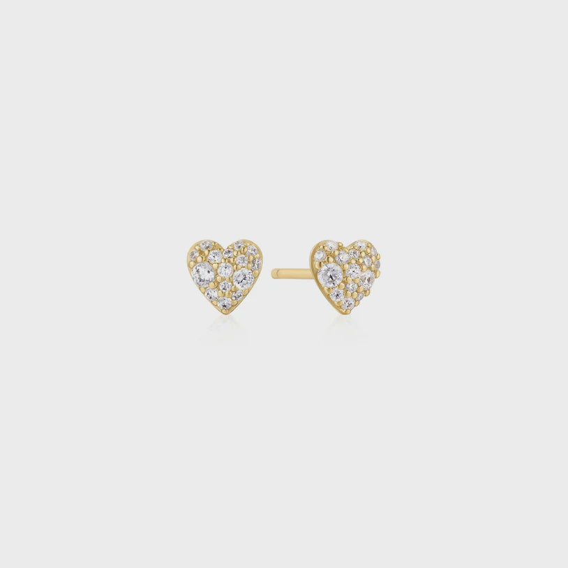 Ania Haie Gold plated Pavé Heart Stud Earrings E074-01G