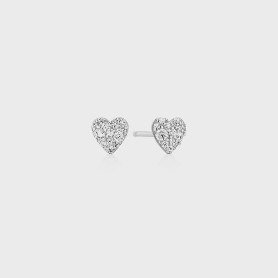 Ania Haie Silver Pavé Heart Stud Earrings E074-01H