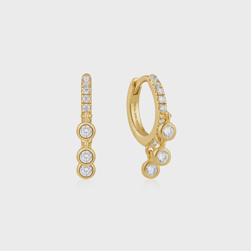Ania Haie Gold plated Trio-Drop Huggie Hoop Earrings E074-04G