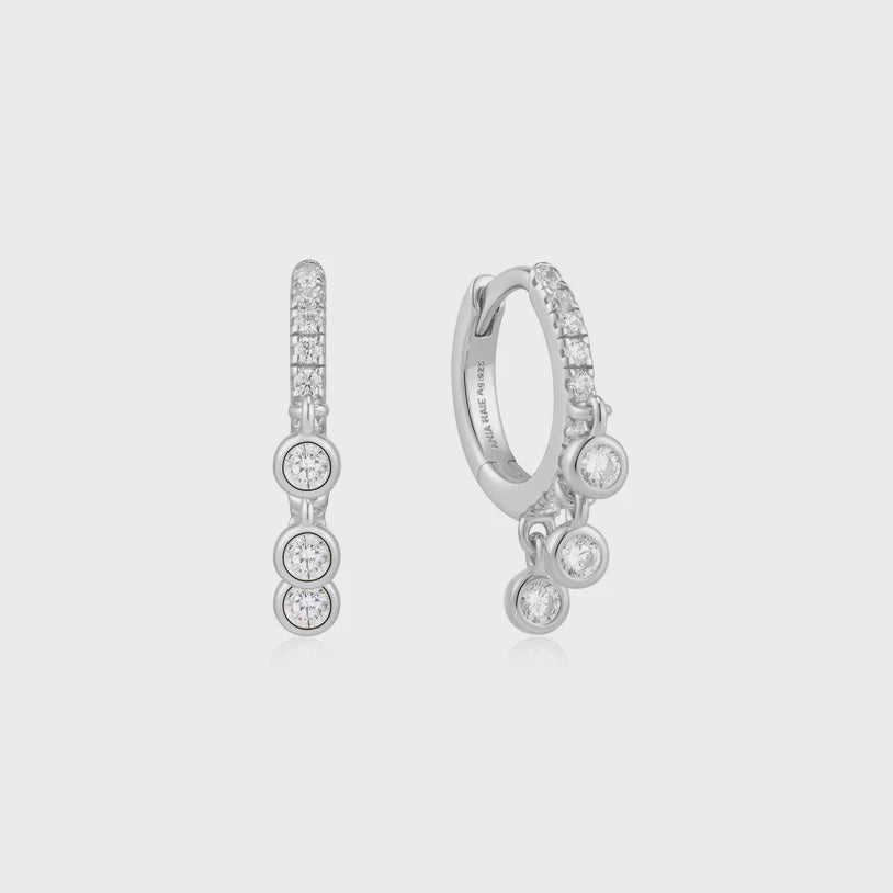 Ania Haie Silver Trio-Drop Huggie Hoop Earrings E074-04H