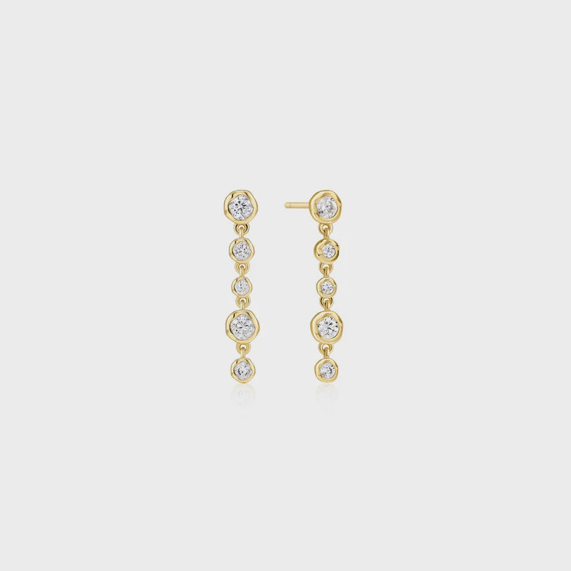 Ania Haie Gold plated Molten Cascade Bezel-Set Drop Stud Earrings E074-06G
