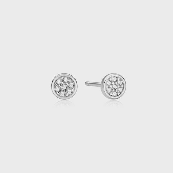 Ania Haie Silver Small Pavé Disc Stud Earrings E075-02H