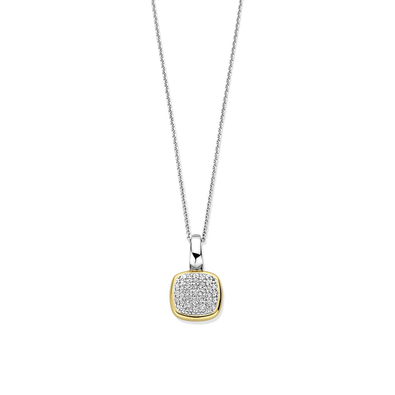 Ti Sento two tone pave set pendant 6837ZY