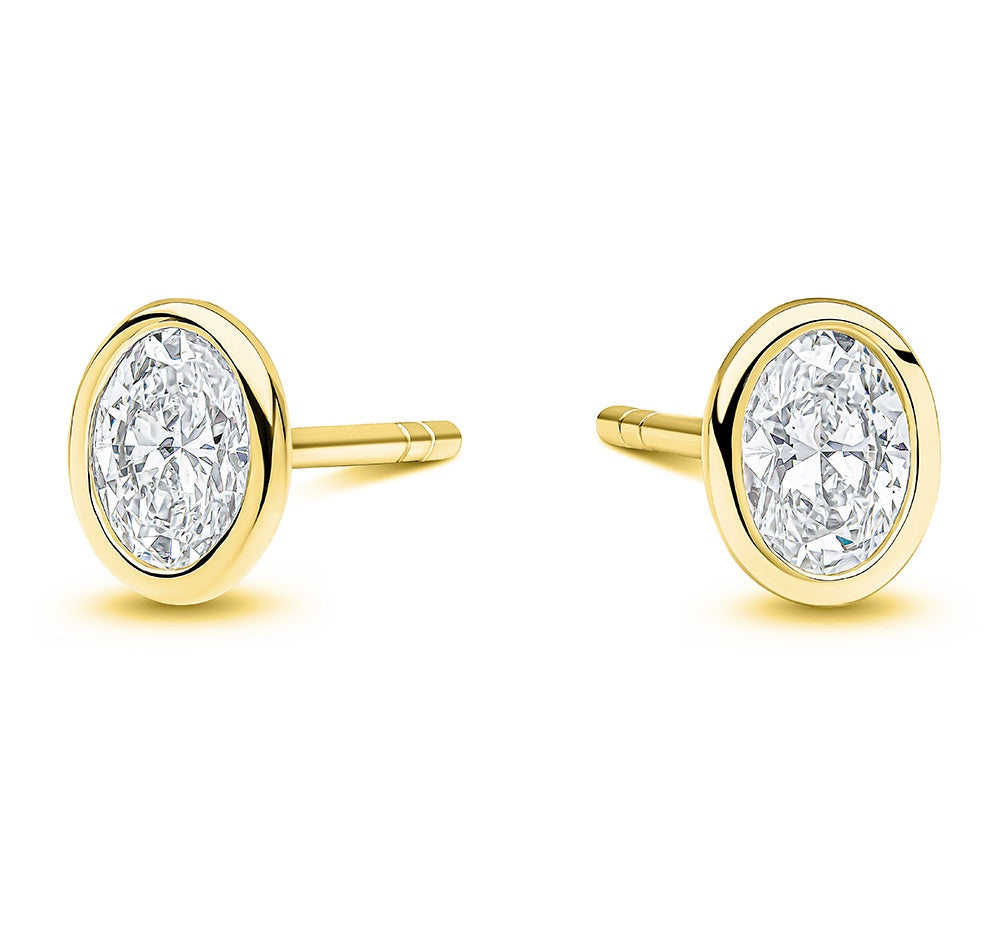 18ct Gold Oval Cut Lab Grown Diamond Stud Earrings 2.08ct