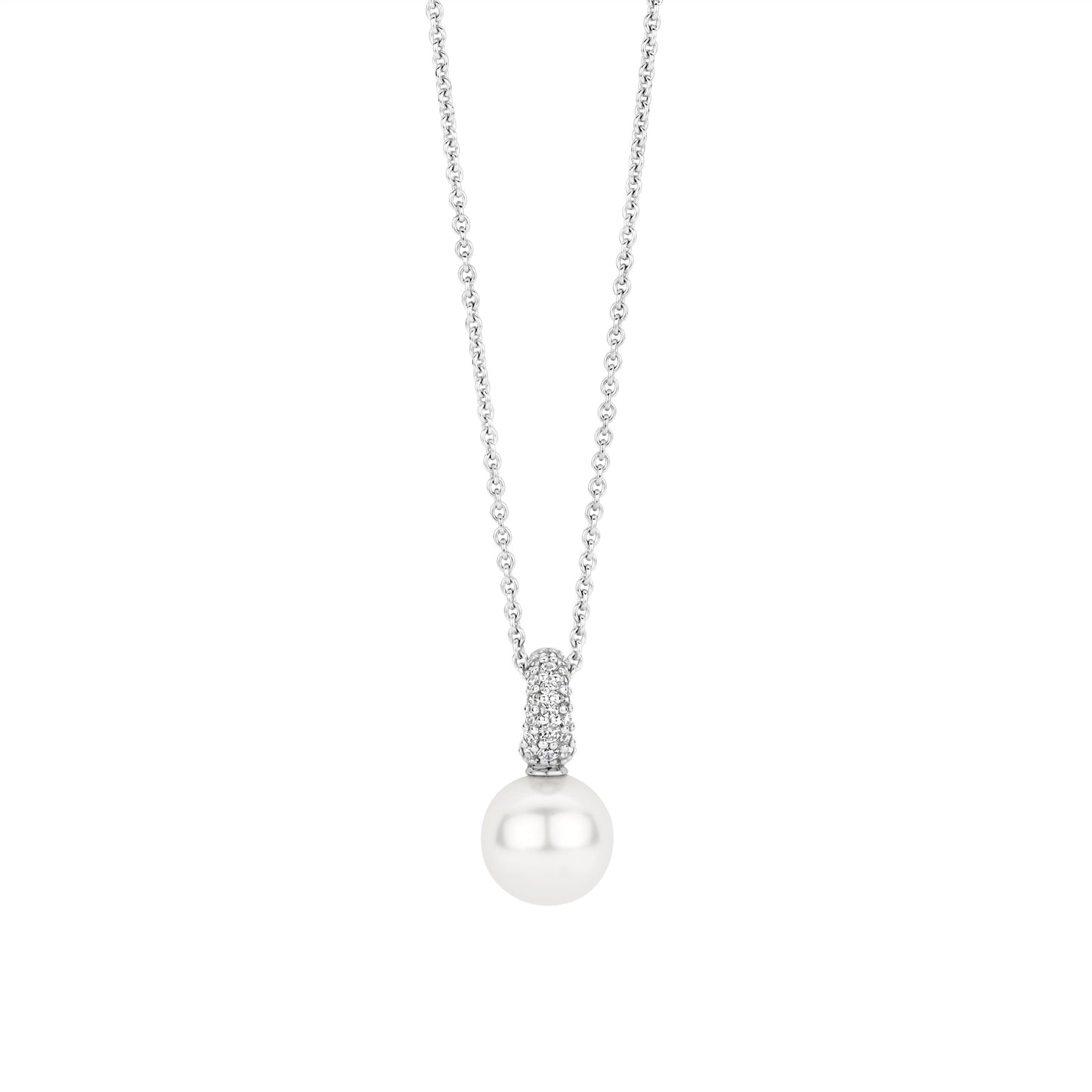 Ti Sento Silver Pearl CZ Necklace 6834PW