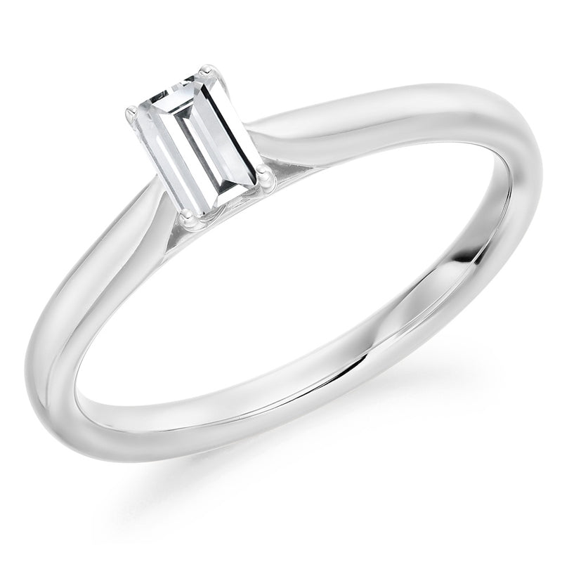 Platinum Emerald Cut Solitaire Diamond Ring 0.31ct D SI1