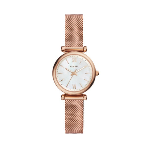 Fossil Rose Tone Mesh Strap Carlie Watch ES4433