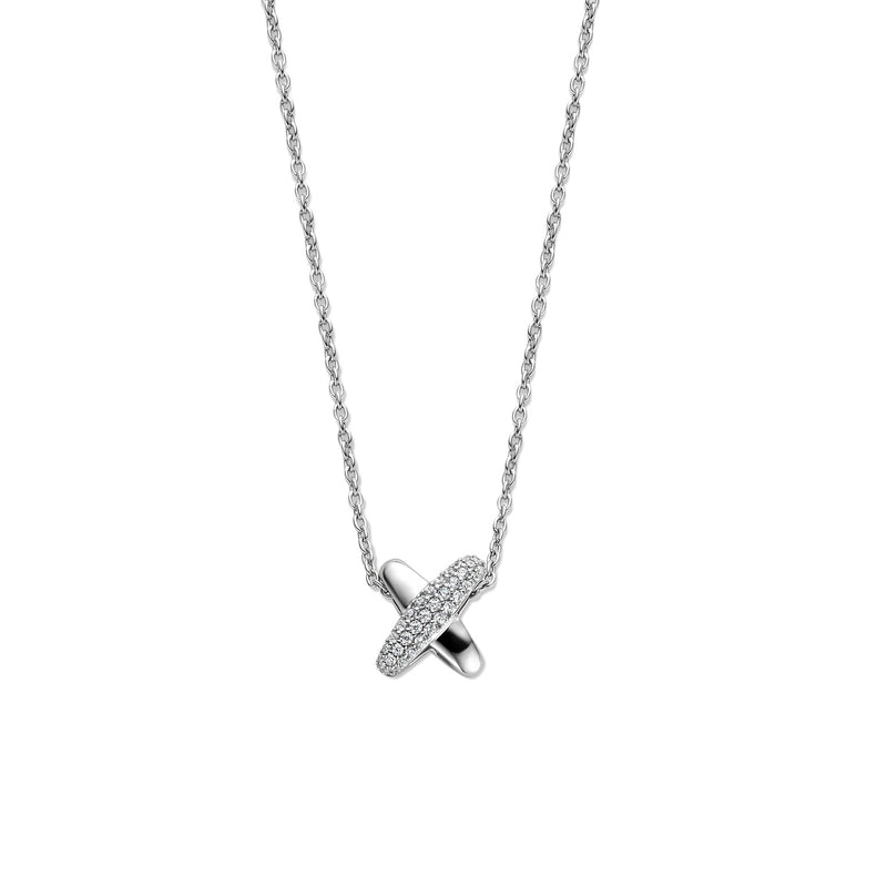 Ti Sento Silver Cross CZ Pave Set Necklace 34003ZI