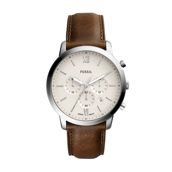 Fossil Cream Dial Brown Strap FS5380