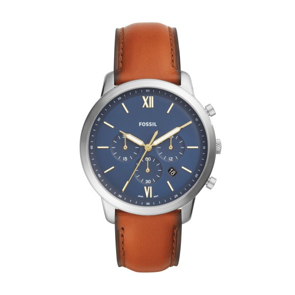 Fossil Blue Dial Brown Strap Nuetra Watch FS5453