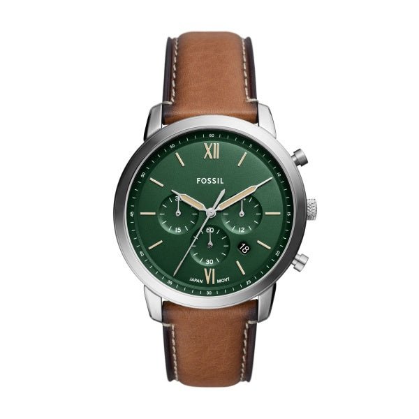Fossil Green Dial Brown Strap Neutra Watch FS5963