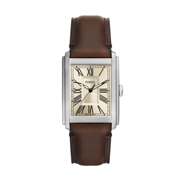 Fossil Stainless Steel Brown Strap Carraway Watch FS6012