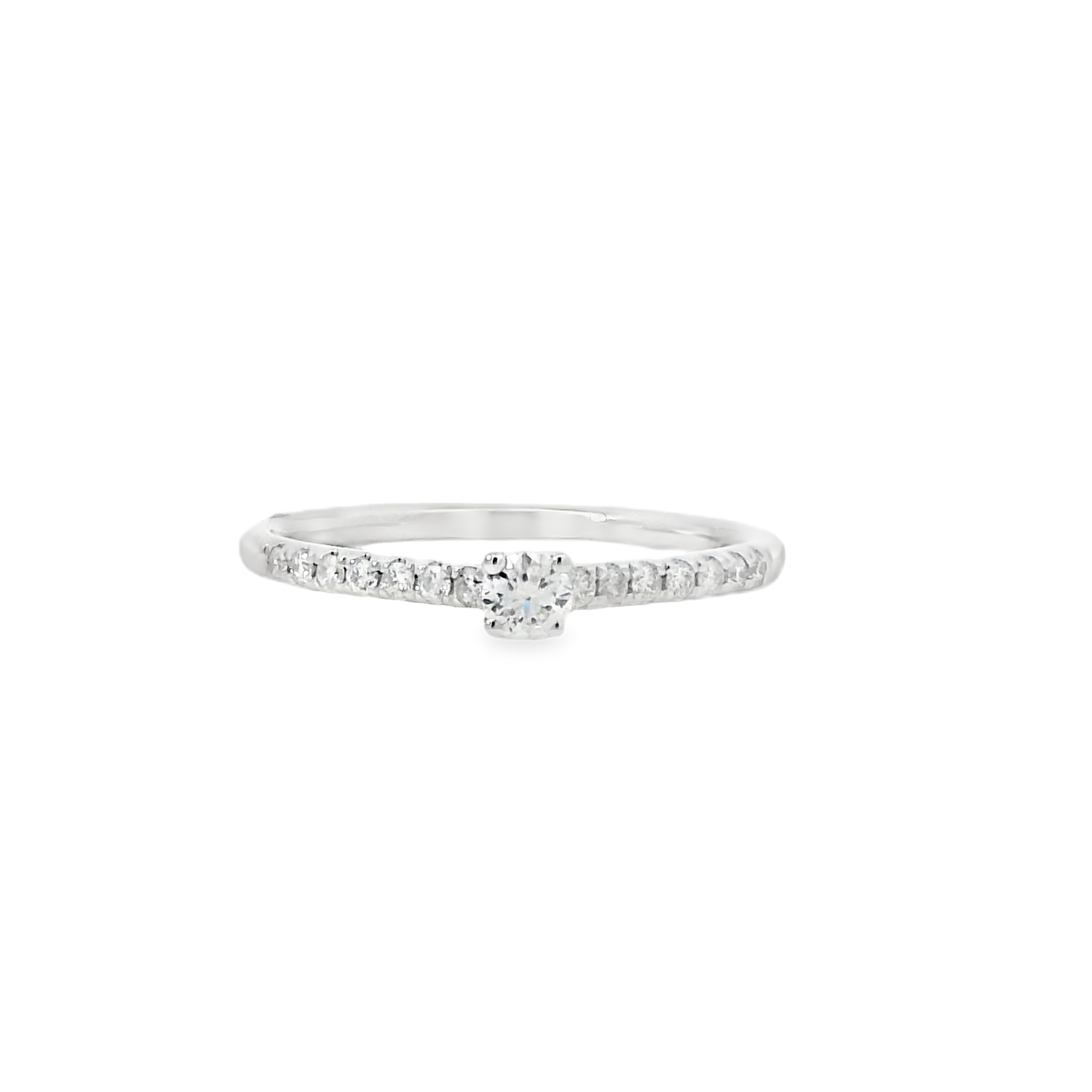 9ct White Gold Diamond Solitaire - Diamond Shoulders 0.24ct