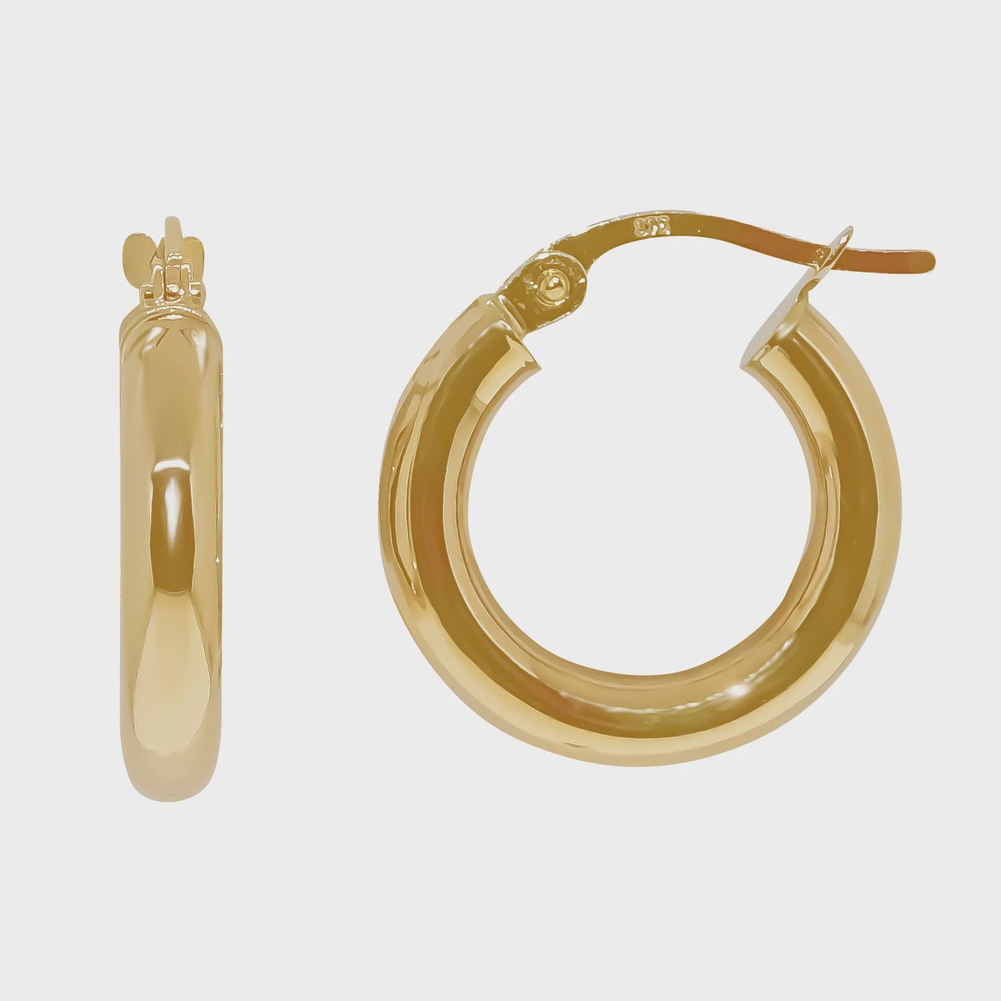 9ct gold 10mm round hoop earrings GER109-Y